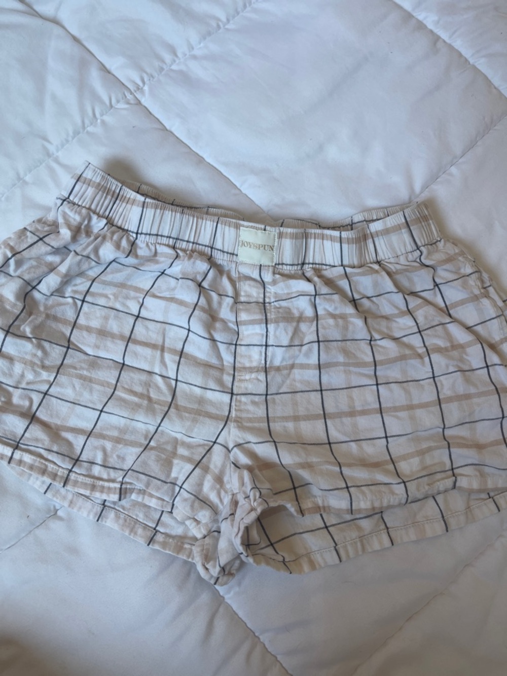 Joyspun Cream Windowpane Athletic Shorts for Women